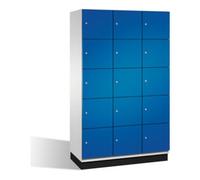 C + P Möbelsysteme Cabinet C+P Cambio sur socle, 15 étagères, H1950xL1200xP525mm Façade Gentiane bleu corps gris clair Quantité:1