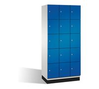 C + P Möbelsysteme Cabinet Cambio C+P sur socle, 15 étagères, H1950xL900xP525mm façade gentiane bleu corps gris clair Quantité:1