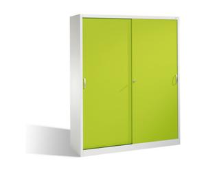 C + P Möbelsysteme Classeur C+P Acurado avec portes coulissantes, 2 x 5 hauteurs de dossiers, H1950xL1600xP500mm Viridian green front body Gris clair Quantité:1