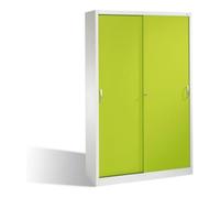 C + P Möbelsysteme Classeur C+P Acurado avec portes coulissantes, 5 hauteurs de dossier, H1950xL1200xP400mm avant vert viridine corps gris clair Quantité:1