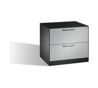 C + P Möbelsysteme Classeur C+P Asisto DIN A4, 2 tiroirs, 2 voies Façade Aluminium blanc Corps Noir gris Quantité:1