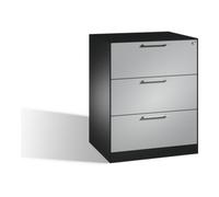 C + P Möbelsysteme Classeur C+P Asisto DIN A4, 3 tiroirs, à deux voies Face avant Aluminium blanc Carcasse Noir gris noir Quantité:1
