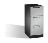 C + P Möbelsysteme Classeur C+P Asisto DIN A4, 3 tiroirs, à une voie Avant Aluminium blanc Corps Noir gris Quantité:1