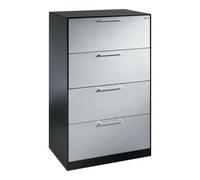C + P Möbelsysteme Classeur C+P Asisto DIN A4, 4 tiroirs, à deux voies Face avant Aluminium blanc Carcasse Noir gris noir Quantité:1