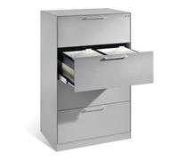 C + P Möbelsysteme Classeur C+P Asisto pour dossiers suspendus DIN A4, 4 tiroirs, deux voies aluminium blanc Quantité:1