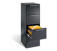 C + P Möbelsysteme Classeur C+P Asisto pour dossiers suspendus DIN A4, 4 tiroirs, une voie, gris noir Quantité:1