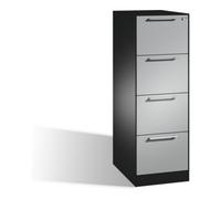 C + P Möbelsysteme Classeur C+P Asisto pour dossiers suspendus DIN A4, 4 tiroirs, une voie, noir gris/blanc aluminium Quantité:1