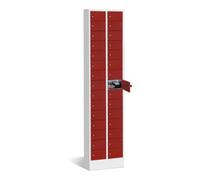 C + P Möbelsysteme Petite armoire C+P Intro avec 30 compartiments, H1950xL460xP200mm face avant rouge ru orps gris clair Quantité:1