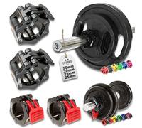 C.P.Sports Fermoirs d'haltères 25 mm, 28 mm, 30 mm, 50 mm pour barres longues, barres d'haltères, haltères pump, colliers Barbell, fermeture rapide et sûre, 1 paire d'haltères, G36+G36-1, Noir , 28mm