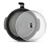 C Poêle électrique 1500 watts avec Couvercle grande poêle multifonction poêle à pizza électrique thermostat réglable 40x40x9cm Noir