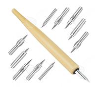 C Porte-plume avec 10 plumes en bois et acier inoxydable porte plume pour dessin/croquis/lettering/manga stylo bande dessinée plume