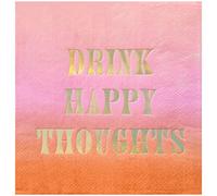 C.R. Gibson Drink Happy Thoughts Disposable Cocktail Parties Beverage Napkin, 5" x 5", Multicolor