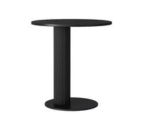 C Shaped Roman Column End Tables, Modern Living Room Sofa Side Table,Creative Balcony Rock Slab Small Round Table, Bedroom Nightstand(Black,50cm/19.7in)