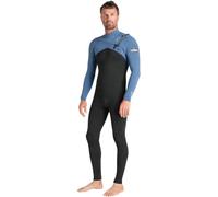 C-Skins Nuwave Session Combinaison de plongée avec fermeture éclair 3/2 mm pour homme Noir/bleu acier X/Citron vert