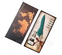 C Stylo Plume verte de 25cm Plume vintage Plume d'oie de haute qualité+plume en acier inoxydable Cadeau d'affaires créatif Stylo