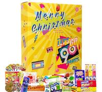 C & T 90S Sweets Advent Calendar 2023 | 24x bonbons rétro des années 90 | Calendrier de Noël de la nostalgie vintage avec des bonbons d'enfance