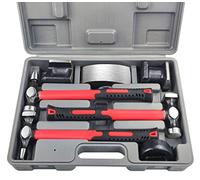 C&T Kit d'outils de réparation de carrosserie de voiture 7 pièces, kit d'outils de réparation de carrosserie de voiture avec étui de transport, chariot en acier au carbone et marteau, corps de bosse