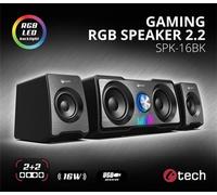 C-TECH Speakers SPK-16, 2.2, 16W, RGB backlight, 3.5mm jack, USB power, noir
