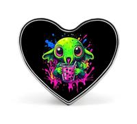 C-thulhus Aliens Bubble Tea Heart Badge Unisexe Métal Mémorial Reel Pin Revers Broche Bouton Robe Manteau Accessoires pour Sac à Dos Mariage