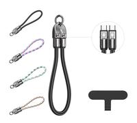 C to C 240w Charging Cable with Wearable Bracelet Design,Portable Fashion Fast Charger Cable, 480mbps Data Transfer & Phone Charger, Braided Nylon for Laptop, Tablet, Phone (Black,0.3m/11.81in)