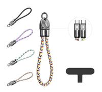 C to C 240w Charging Cable with Wearable Bracelet Design,Portable Fashion Fast Charger Cable, 480mbps Data Transfer & Phone Charger, Braided Nylon for Laptop, Tablet, Phone (Rainbow,0.3m/11.81in)