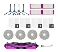 C-U pour EUREKA Kit d'Accessoires pour J15 Pro Ultra Robot Aspirateur Laveur, 4 Brosse Latérale, 4 Serpillières, 1 Brosse à Rouleau, 4 Filtre HEPA, 4 Sac à Poussière, Blanc, 1brush