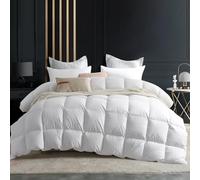C&W Couette en Duvet d'oie Blanche pour Grand lit - Chaleur élevée pour l'hiver - Pouvoir de gonflement de 750 - Poids de Remplissage de 1 559,2 g - Blanc uni