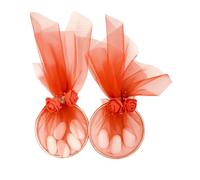 C.X.Y. Lot de 20 bonbonnières en cercle anneau métallique et tulle avec décoration de fleurs, convient à toutes les cérémonies (rouge)