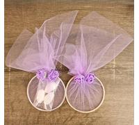 C.X.Y. Lot de 20 bonbonnières en cercle anneau métallique et tulle avec décoration florale, convient à toutes les cérémonies (LILLA)