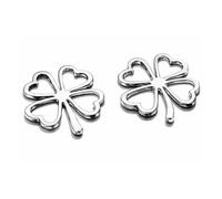 C.X.Y. Lot de 50 pendentifs à quatre feuilles en argent 30 mm, breloques en métal pour bonbonnières, décorations de bricolage, colliers et bracelets, accessoires de mariage, communion, marque-places