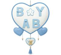 C.X.Y. Nœud de naissance, cocarde de naissance pour décoration de porte ou chambre de bébé, en tissu, rose ou bleu clair (bleu avec ours)