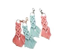 C.X.Y. Porte-clés avec pompons tressés queue de sirène macramé idée cadeau (bleu)