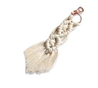 C.X.Y. Porte-clés avec pompons tressés queue de sirène macramé idée cadeau (ivoire)