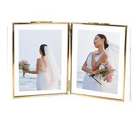 C&Z Cadres photo en laiton 8x10 à double pliage - Style vintage doré - Cadres de table pour fleurs pressées, certificats, plantes, spécimens - Verre