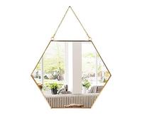 C&Z Miroir mural hexagonal à suspendre avec chaîne pour salle de bain, chambre à coucher, salon - 30 x 25,9 cm