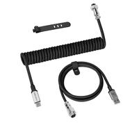 C01 Pro Câble de Clavier Spiralé USB C, Type C vers USB A Câble de Clavier Gamer, Tressé en Câble Clavier Mecanique avec Connecteur D'aviation en Métal, Double Manchon, Noir