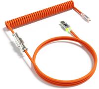 C01 ULTRA Câble spiralé RVB personnalisé pour clavier de jeu, Type-C vers USB-A HyperSpeed, Câble de clavier mécanique à double gaine en TPU avec connecteur Aviator détachable - Orange