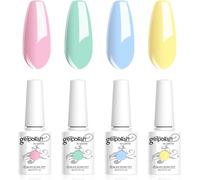 C024 Semi-Permanent Nail Polish 4 Colours 10 Ml, Cream Pastel Colours Yellow Mint Green Blue Pink Set Of Uv Led Gel Nail Polish Soak Off Manicure