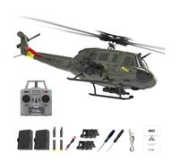 C032 Hélicoptère RC pour adultes, UH-1 Huey 6CH Military Scale Hélicoptère RC acrobatique sans aileron avec vol à l'envers 3D et système de positionnement intelligent pour les passionnés(Green)