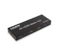 C11D Bolwins Commutateur matrice HDMI 4 x 2 4 K 60 Hz UHD 4 en 2 sorties HDMI 2.0 avec télécommande pour téléviseur, projecteur, home cinéma