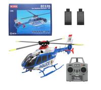 C123 1/36 Echelle EC135 Hélicoptère 2,4 G 6 CH Modèle d'avion volant gyroscopique à rotor unique (version RTF/bleu et blanc) - 2 batteries