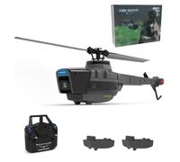 C128 helicoptere telecommande - Hélicoptère télécommandé gyroscopique 6 axes 2,4 GHz 4 canaux avec caméra et décollage et atterrissage à un bouton pour débutants et adultes(C128 Black/2 batterie)