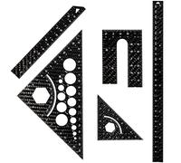 C13 Lot de 5 outils de géométrie en fibre de carbone - Outils d'architecture - Outils d'ingénierie pour ingénieur - Règle de dessin carrée triangulaire professionnelle