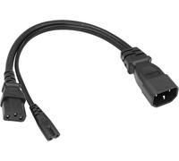C14 à C13 + c7 y Splitter Power Plug Cable 10A/250V IEC 320 C14 Male to C13 + C17 Bus Splitter AC Power Extension Adaptateur Cable (1ft/30cm)