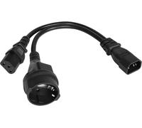 C14 to C13+CEE 7/7 Y Splitter Power Cable IEC 320 C14 to C13 Extension Earth Socket for Computer,Monitor (1FT/30 cm)
