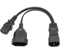 C14 to C13 European Standard EU4.0 Female Power Cord IEC320 Professional Y-Splitter IEC320 Adapter 32cm Computer Monitors and Printers