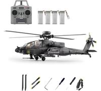 C170 - Hélicoptère télécommandé sans balais AH-64D, échelle 1/48, 2,4 G 6 CH Flybarless 3D Flip RC avec vol inversé à une touche, maintien d'altitude TOF et positionnement du flux optique pour les