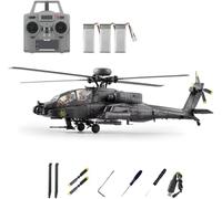 C170 - Hélicoptère télécommandé sans balais AH-64D, échelle 1/48, 2,4 G 6 CH Flybarless 3D Flip RC avec vol inversé à une touche, maintien d'altitude TOF et positionnement du flux optique pour les