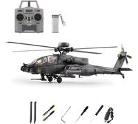 C170 - Hélicoptère télécommandé sans balais AH-64D, échelle 1/48, 2,4 G 6 CH Flybarless 3D Flip RC avec vol inversé à une touche, maintien d'altitude TOF et positionnement du flux optique pour les