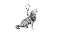 C18 Breloque pour téléphone portable avec emblème loup hurlant en étain et cordon de 4 cm